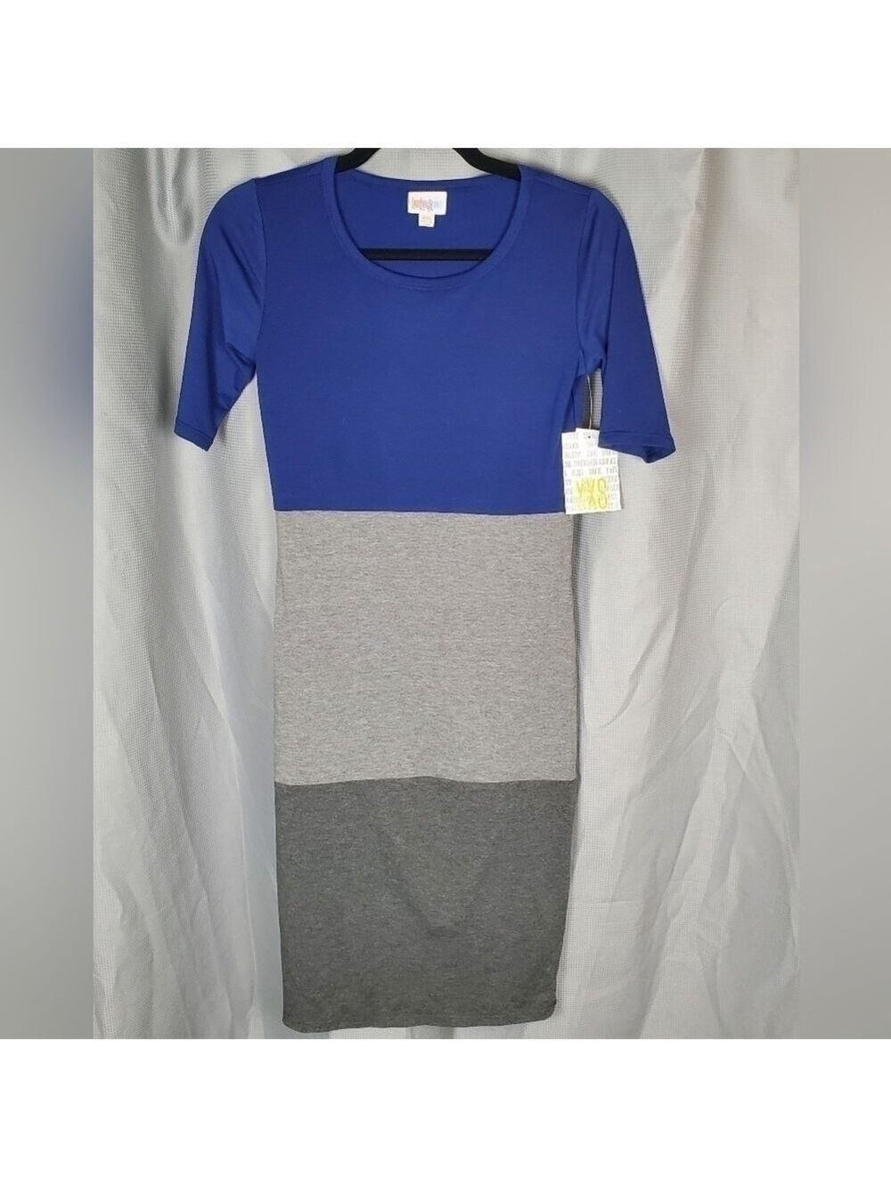 NWT Lularoe Julia, blue and gray color block, size XXS